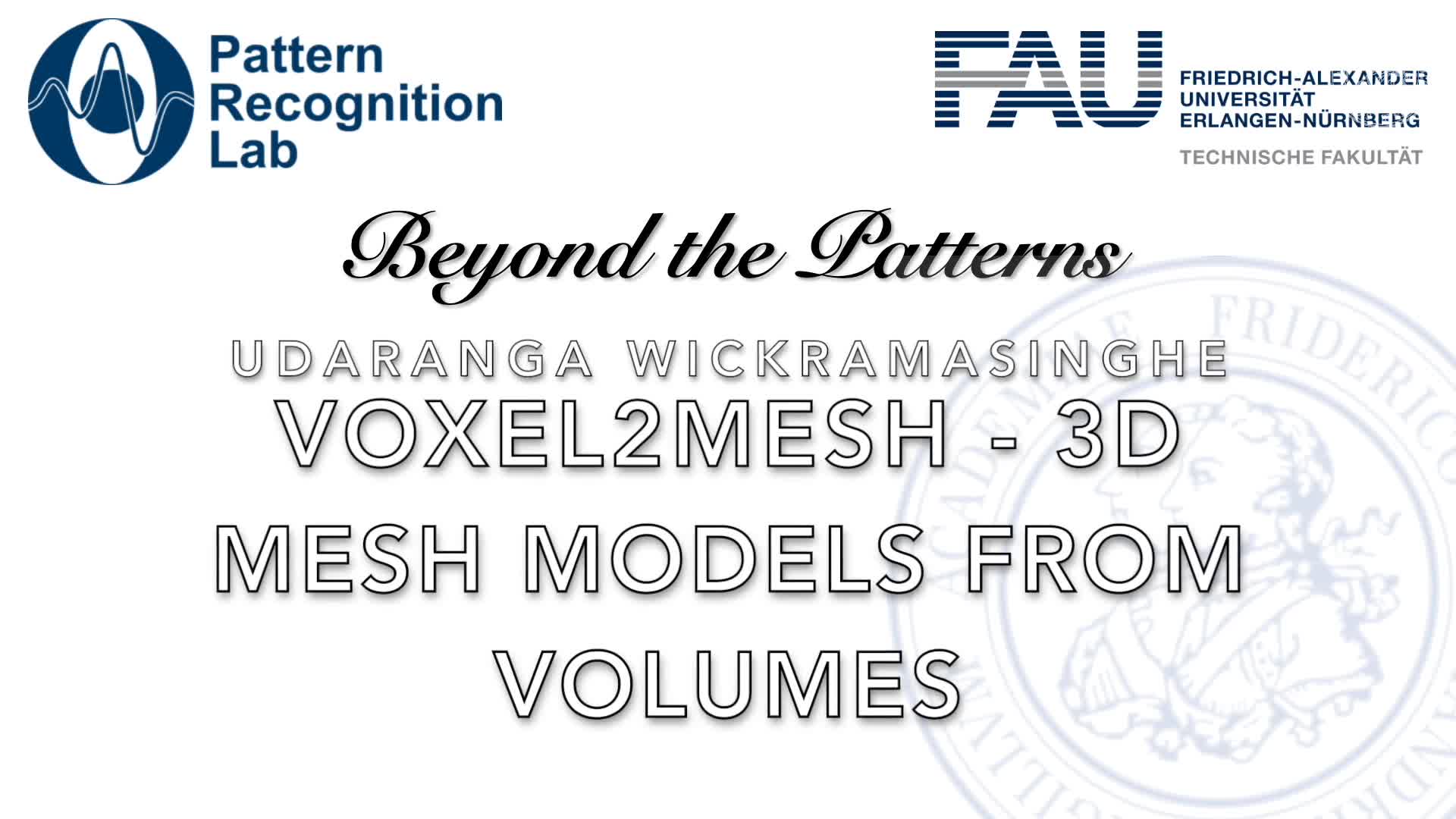 Beyond the Patterns - Udaranga Wickramasinghe - Voxel2Mesh: 3D Mesh Model Generation from Volumetric Data preview image