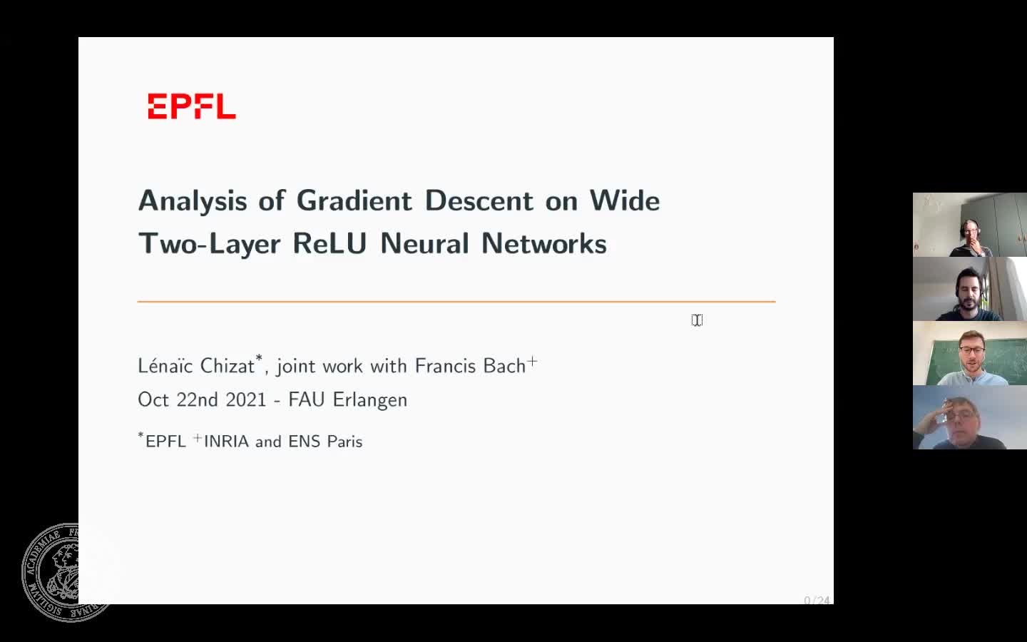 Analysis of gradient descent on wide two-layer ReLU neural networks (L. Chizat, EPFL Lausanne) preview image