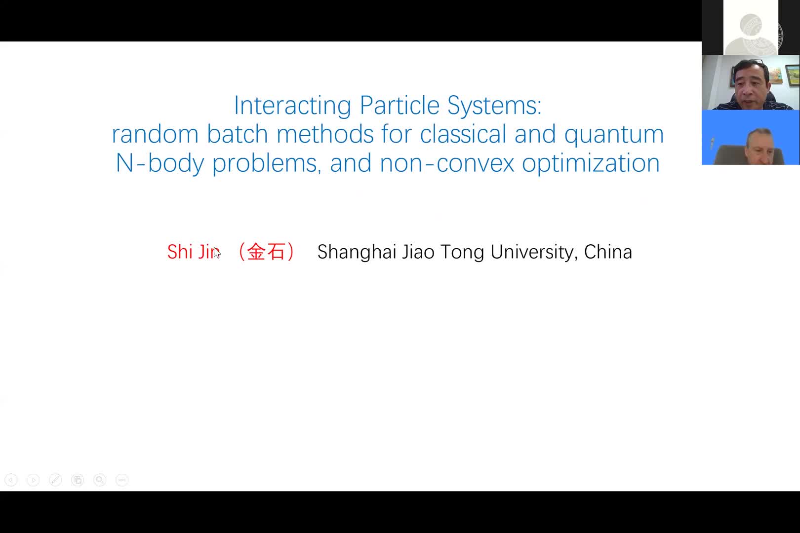 Interacting Particle Systems: Fast algorithms and non-convex optimization (Shi Jin, Shanghai Jiao Tong University) preview image