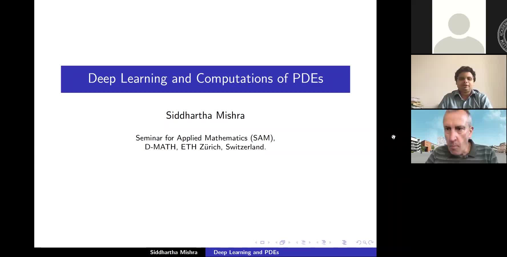 Deep Learning and Computations of PDEs (Siddhartha Mishra, ETH Zurich) preview image