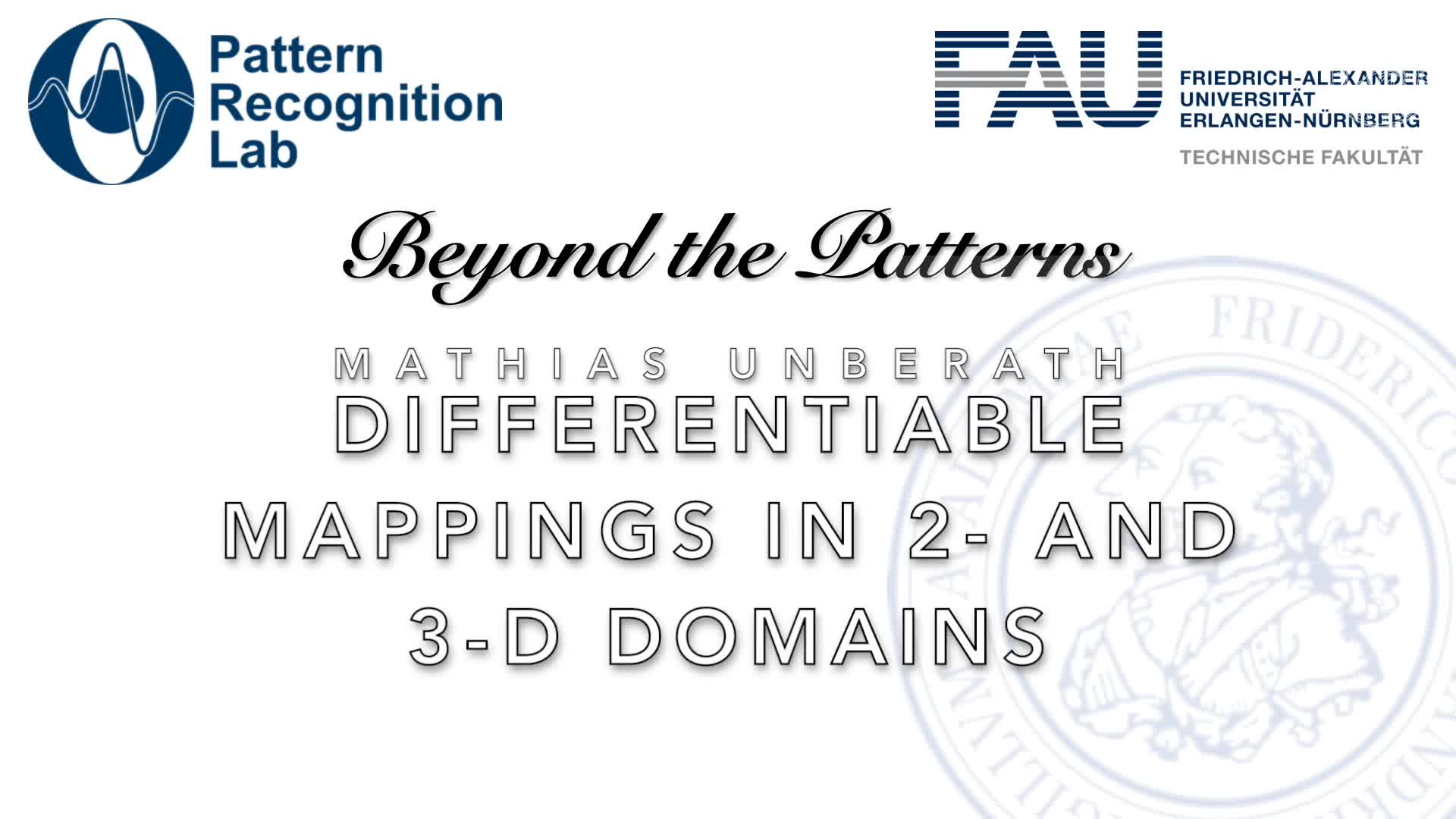Beyond the Patterns - Mathias Unberath - Bridging Domains in Medical Imaging — Differentiable Mappings Between 2- and 3-Dimensional Data Domains preview image