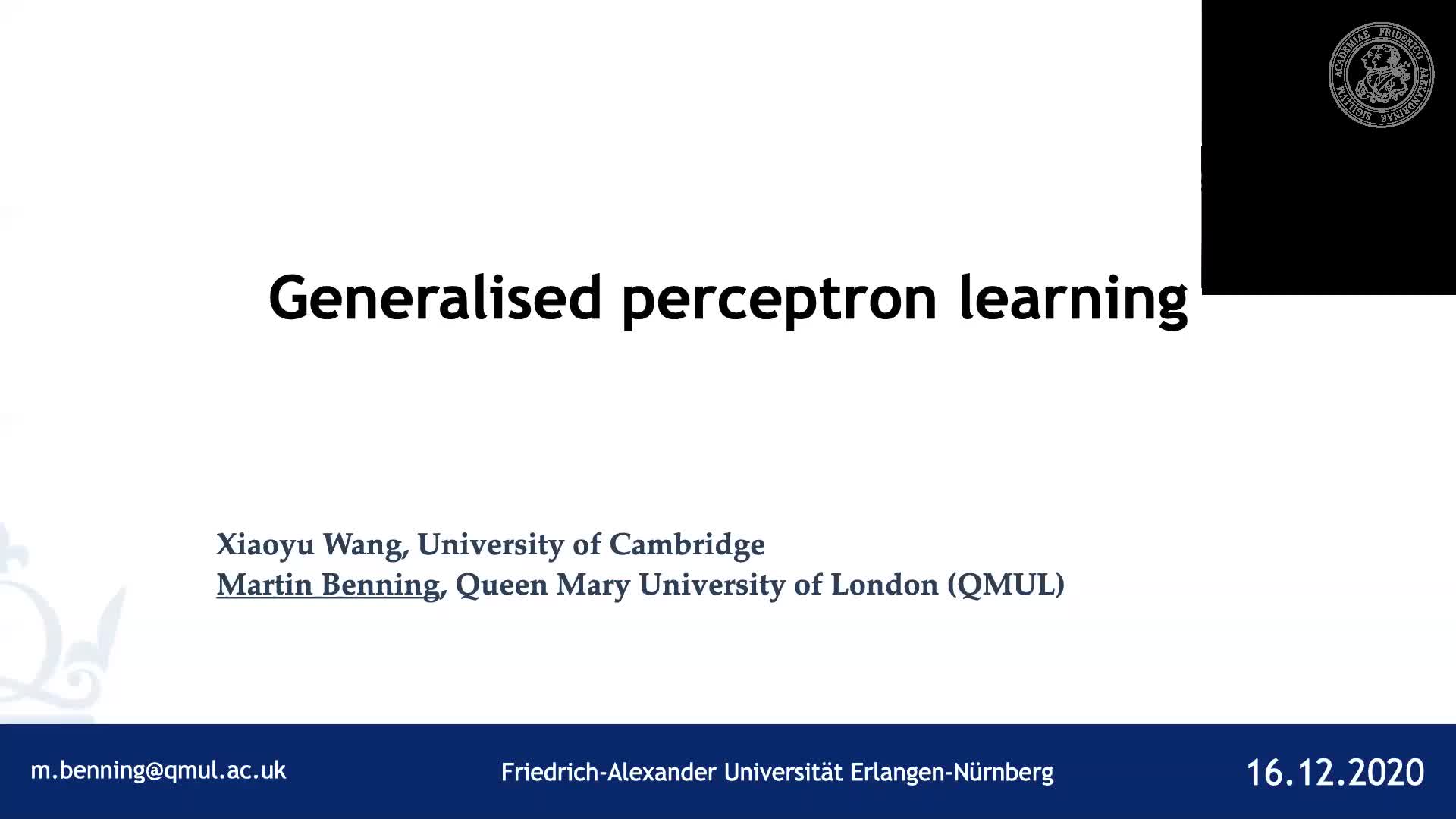 Generalised Perceptron Learning preview image