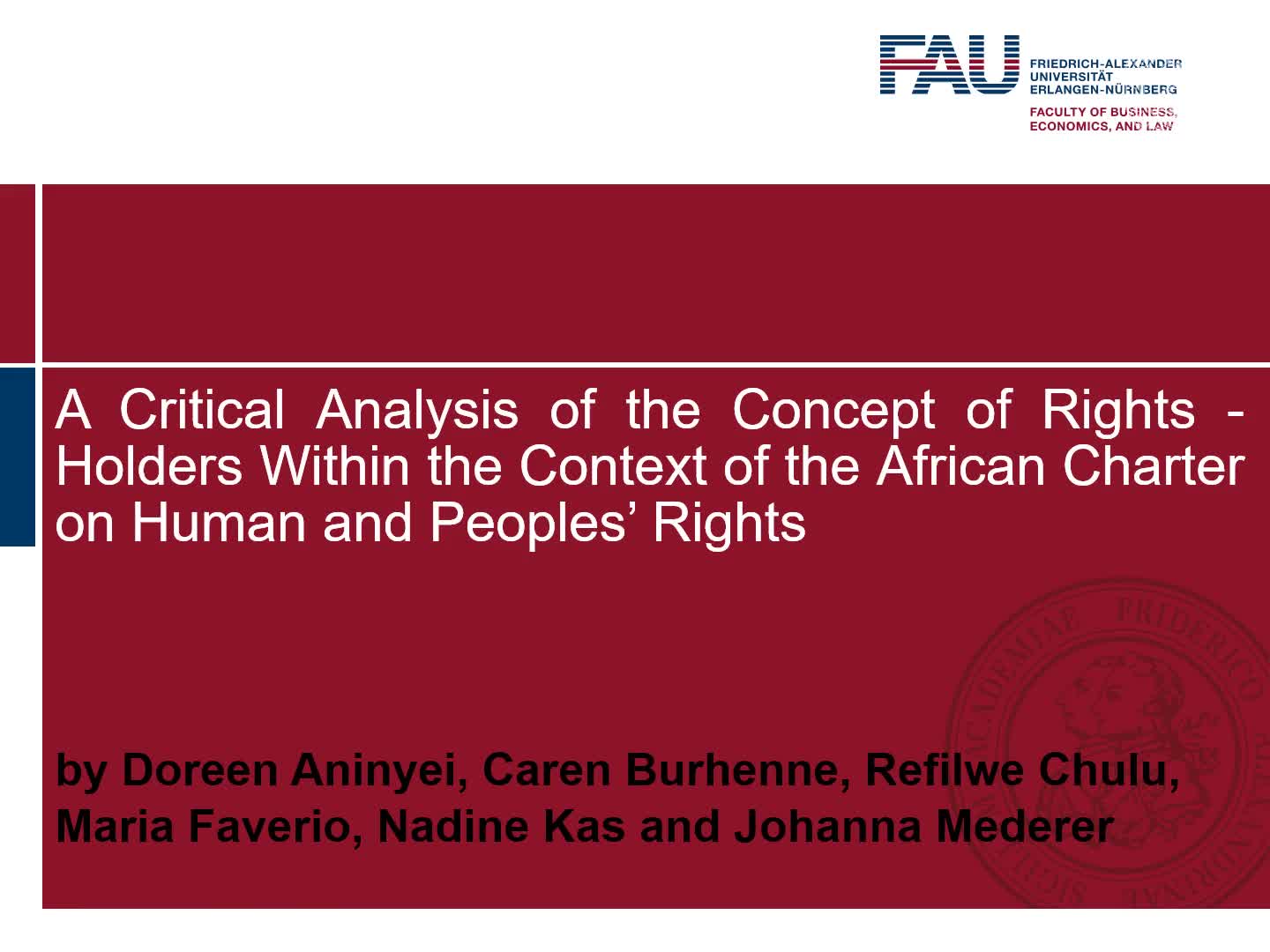 FAU Human Rights Talks Winter Term 2020 – African Human Rights System preview image