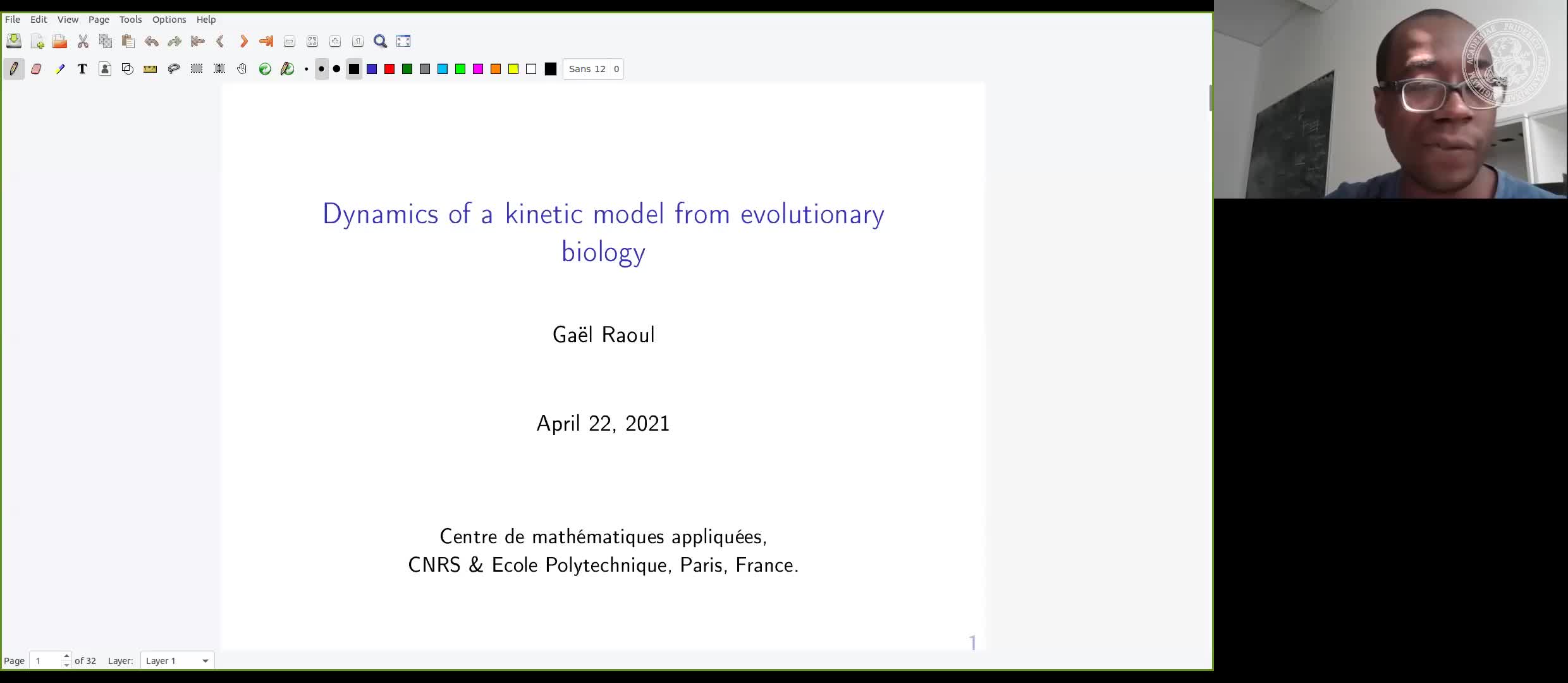 Dynamics of a kinetic model from evolutionary biology (G. Raoul, Ecole Polytechnique Paris, France) preview image