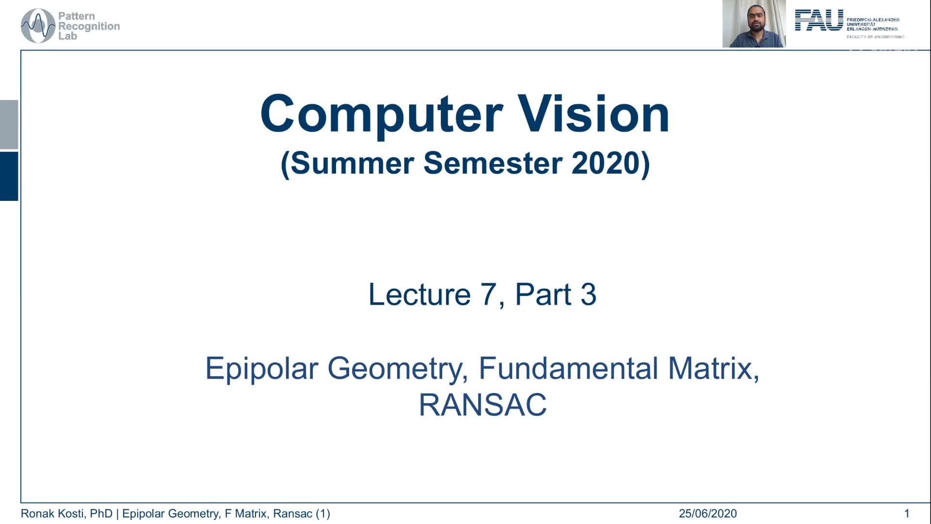(Lecture 7, Part 3) Epipolar Geometry and Ransac preview image