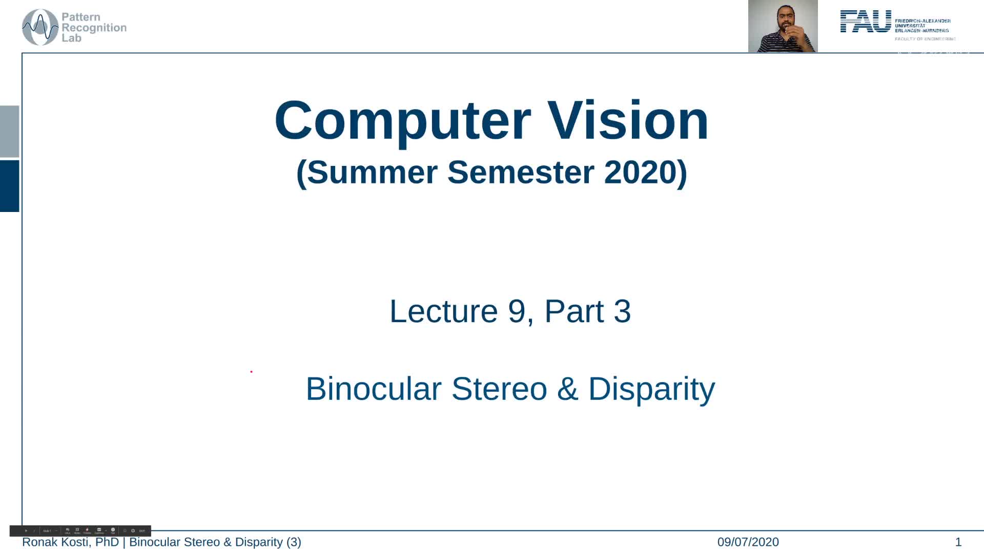 (Lecture 9, Part 3) Binocular Stereo and Disparity preview image