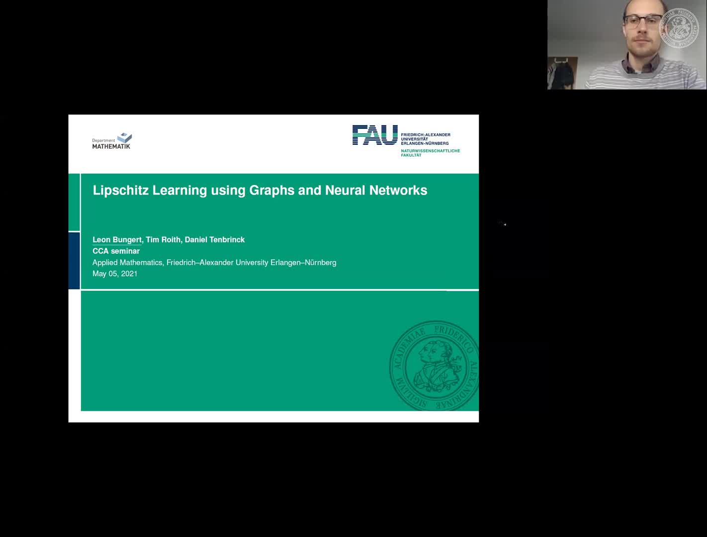 Lipschitz Learning using Graphs and Neural Networks (L. Bungert , FAU, Germany ) preview image