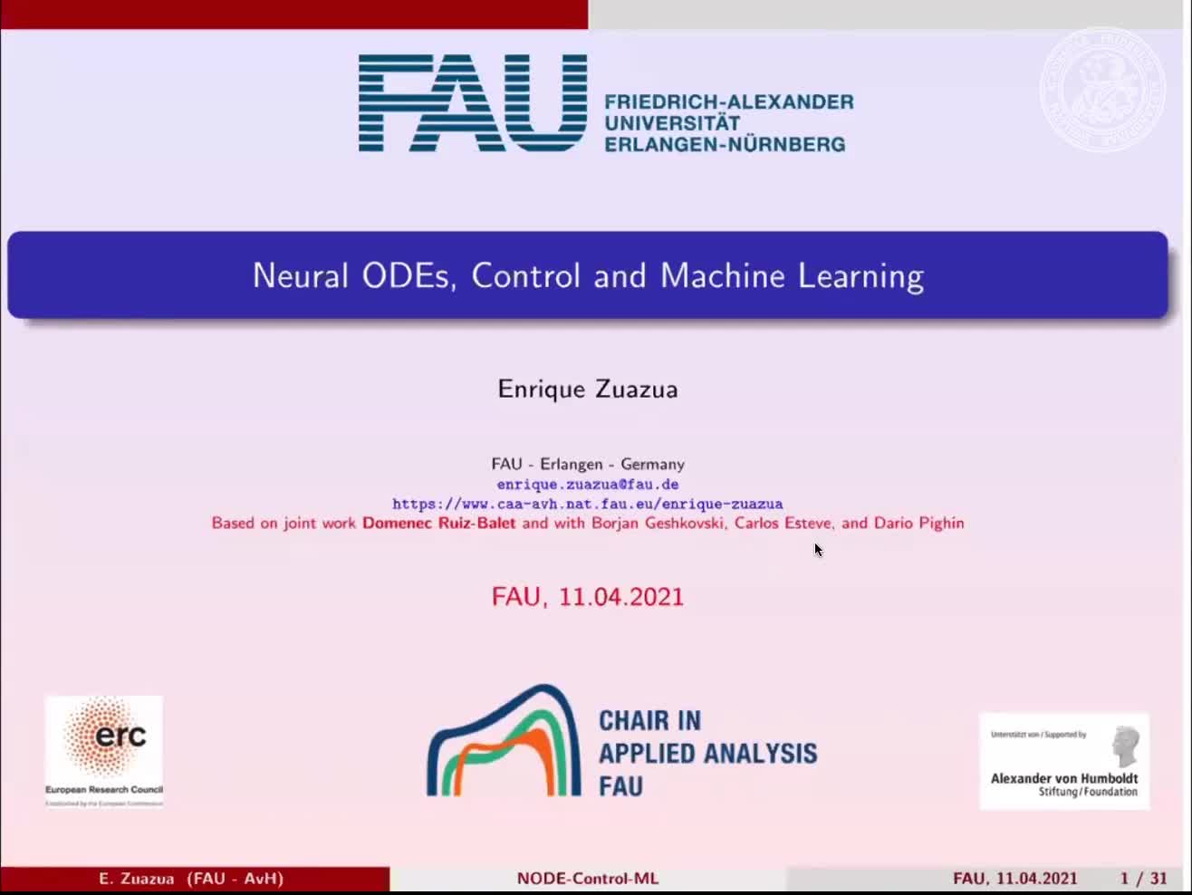 Neural Differential Equations, Control and Machine Learning preview image