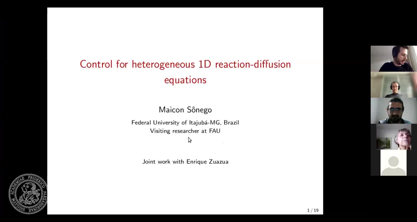Control for heterogeneous 1D reaction-diffusion equations (M. Sônego, UNIFEI Brasil) preview image