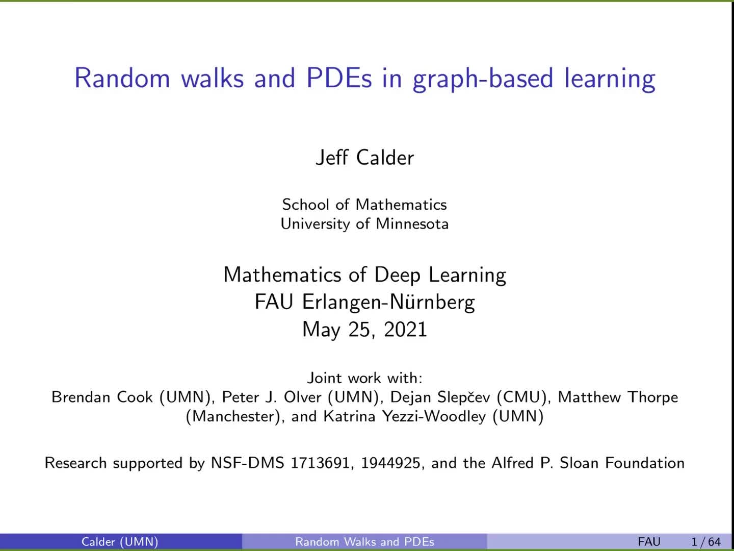 Random walks and PDEs in graph-based learning preview image