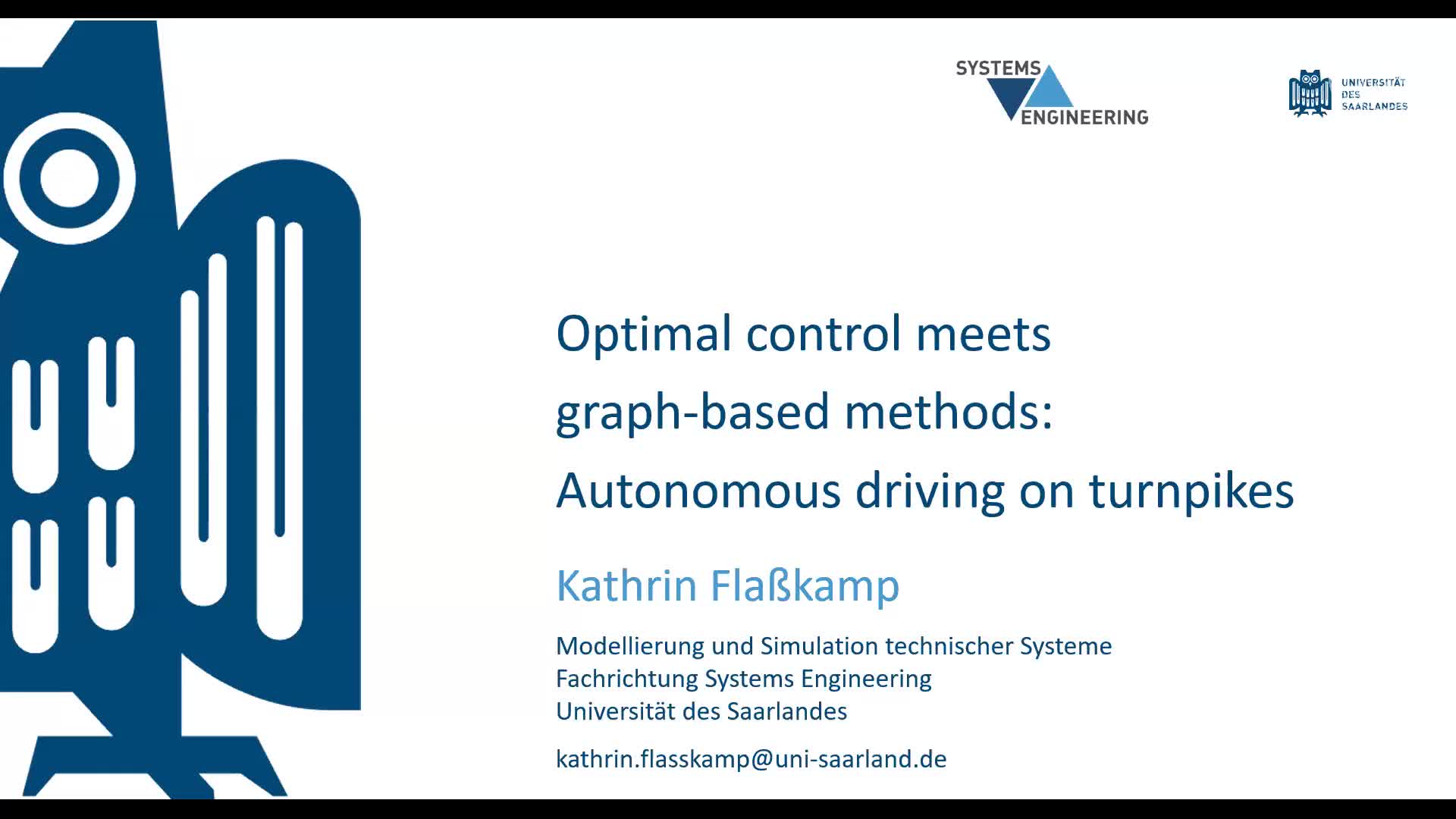 Optimal control meets graph-based methods: Autonomous driving on turnpikes (K. Flaßkamp) preview image