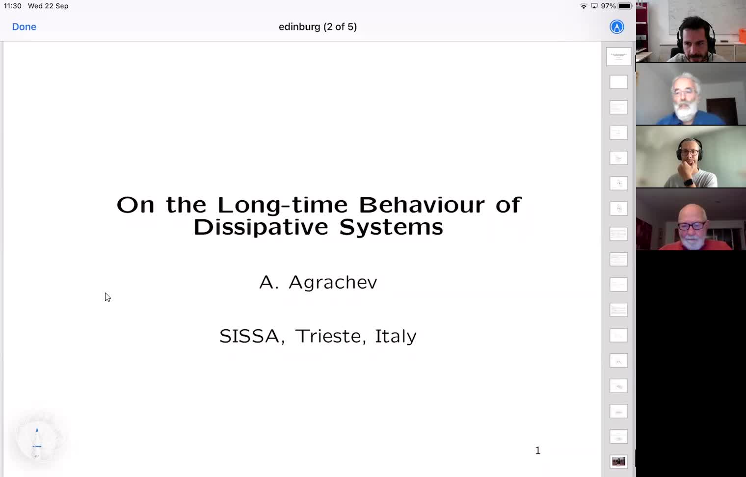 Long-time behaviour of dissipative systems (A. Agrachev, SISSA) preview image