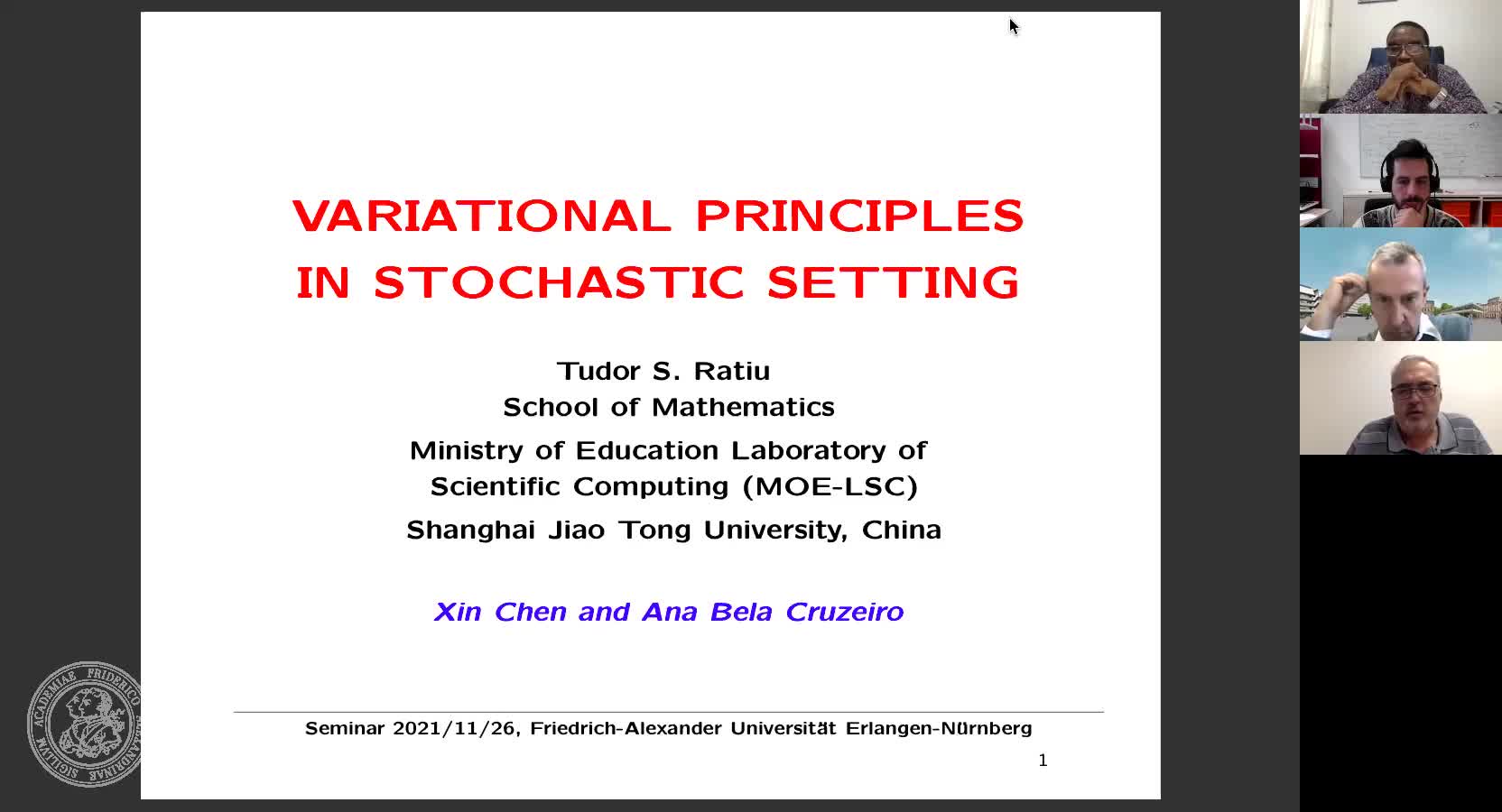 Variational principles in a stochastic setting (T. Ratiu, Shanghai Jiao Tong University) preview image