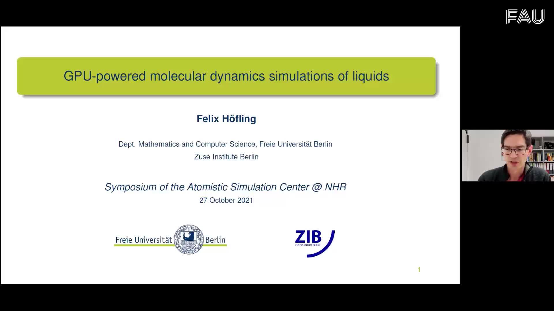 F. Höfling: GPU-powered molecular dynamics simulations of liquids preview image