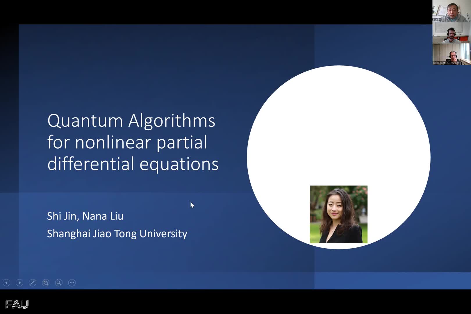 Quantum algorithms for nonlinear partial differential equations (Shi Jin, Shanghai Jiao Tong University) preview image