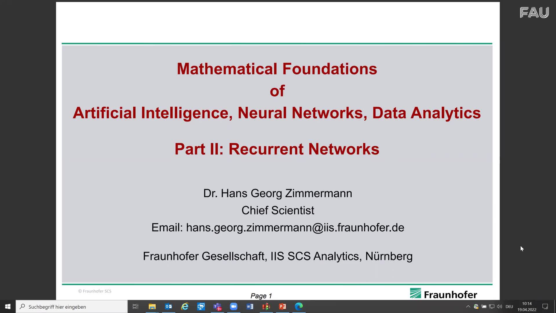 Mathematical Basics of Artificial Intelligence, Neural Networks and Data Analytics II preview image