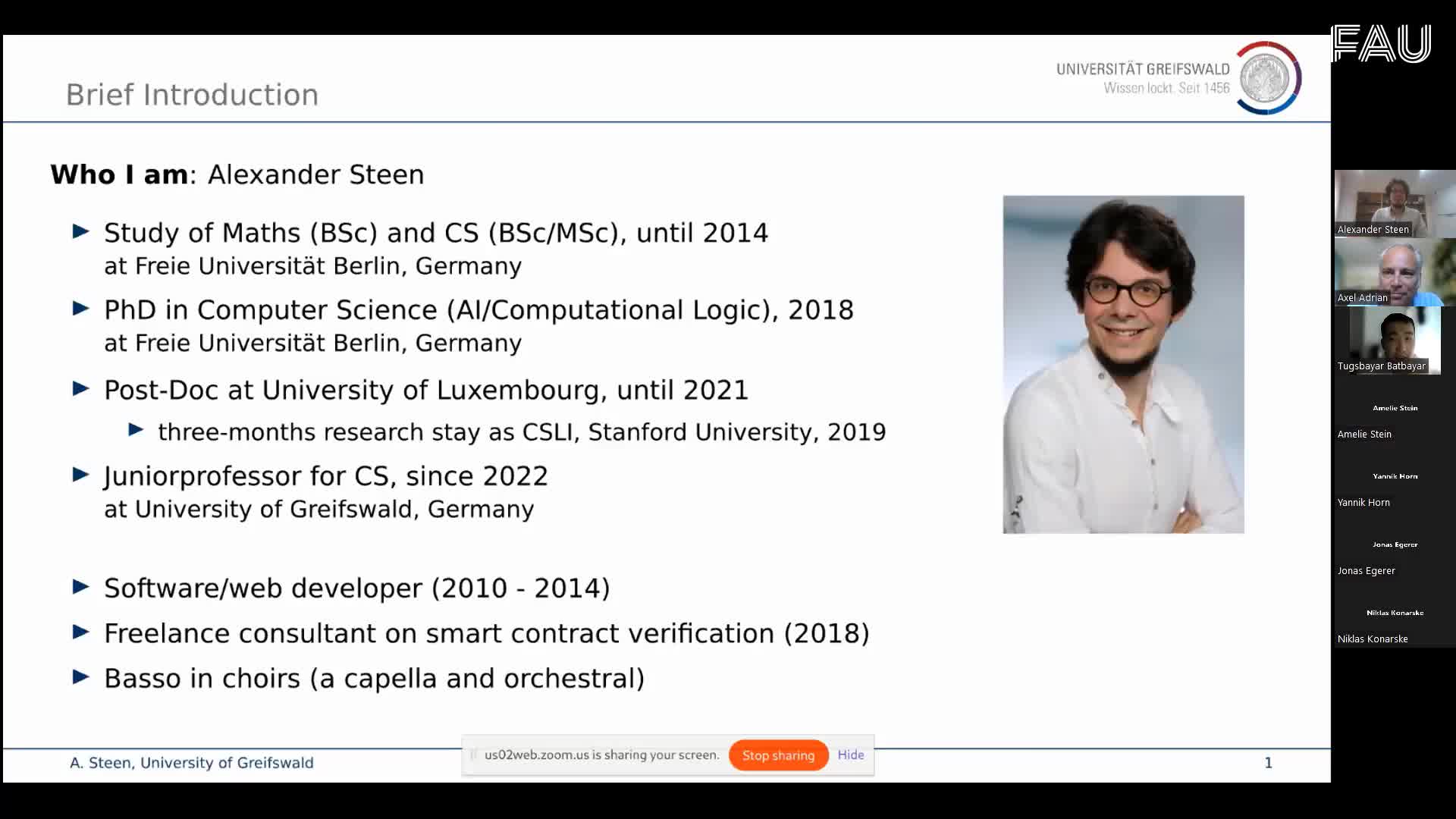 Einheit 3/4: „Gastvortrag Prof. Dr. Alexander Stehen – Uni Greifswald: „Einführung in Logik und automatisches Schließen““ preview image