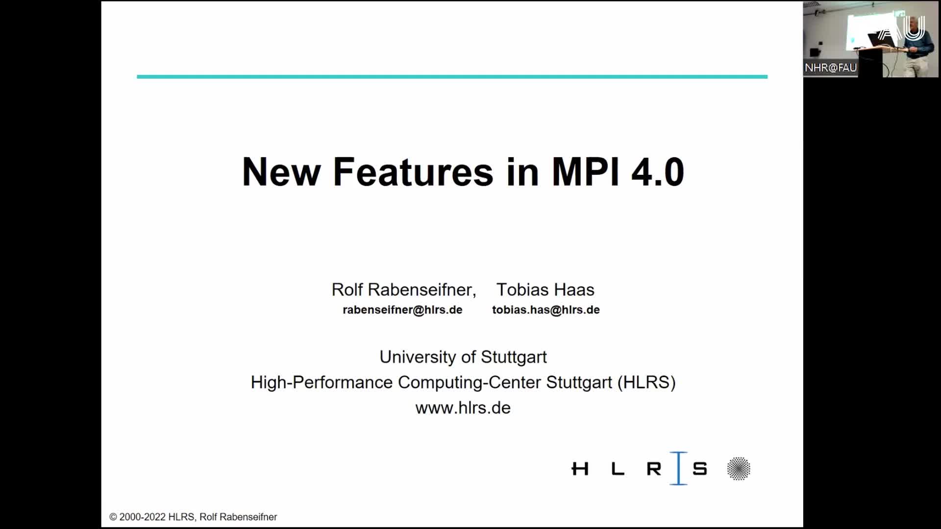 NHR PerfLab Seminar 2022-10-18: New Features in MPI 4.0 preview image