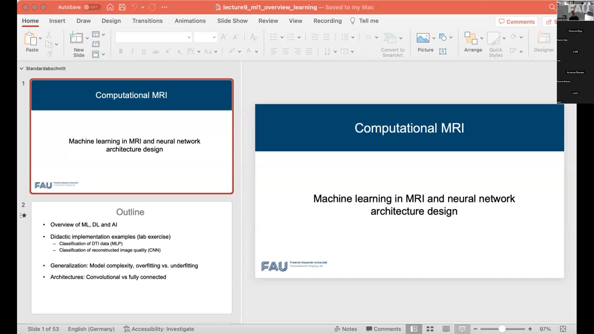 Lecture 9: Machine learning in MRI and neural network architecture design preview image
