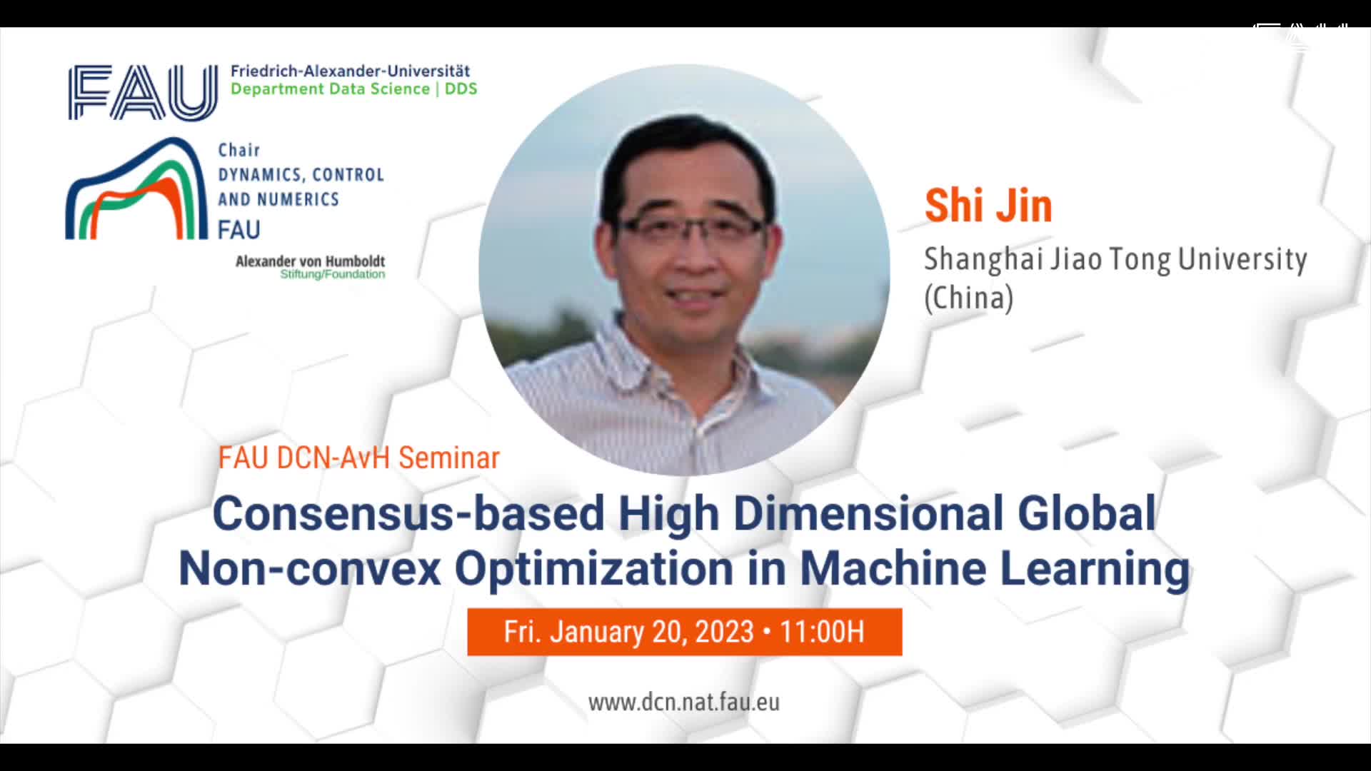 FAU DCN-AVH Seminar: Consensus-based High Dimensional Global Non-convex Optimization in Machine Learning preview image
