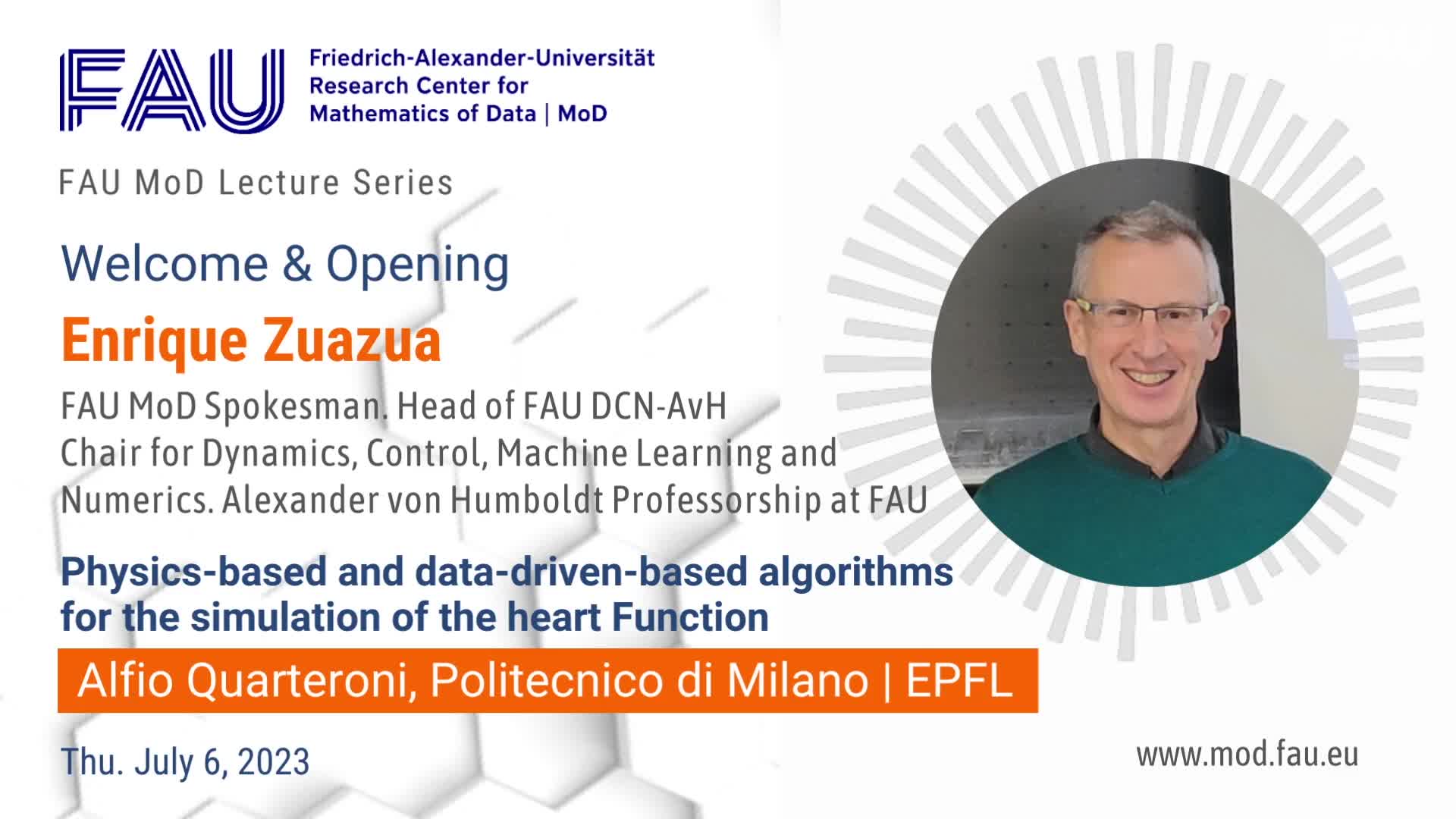 FAU MoD Lecture: Physics-Based and Data-Driven-Based Algorithms for the Simulation of the Heart Function preview image