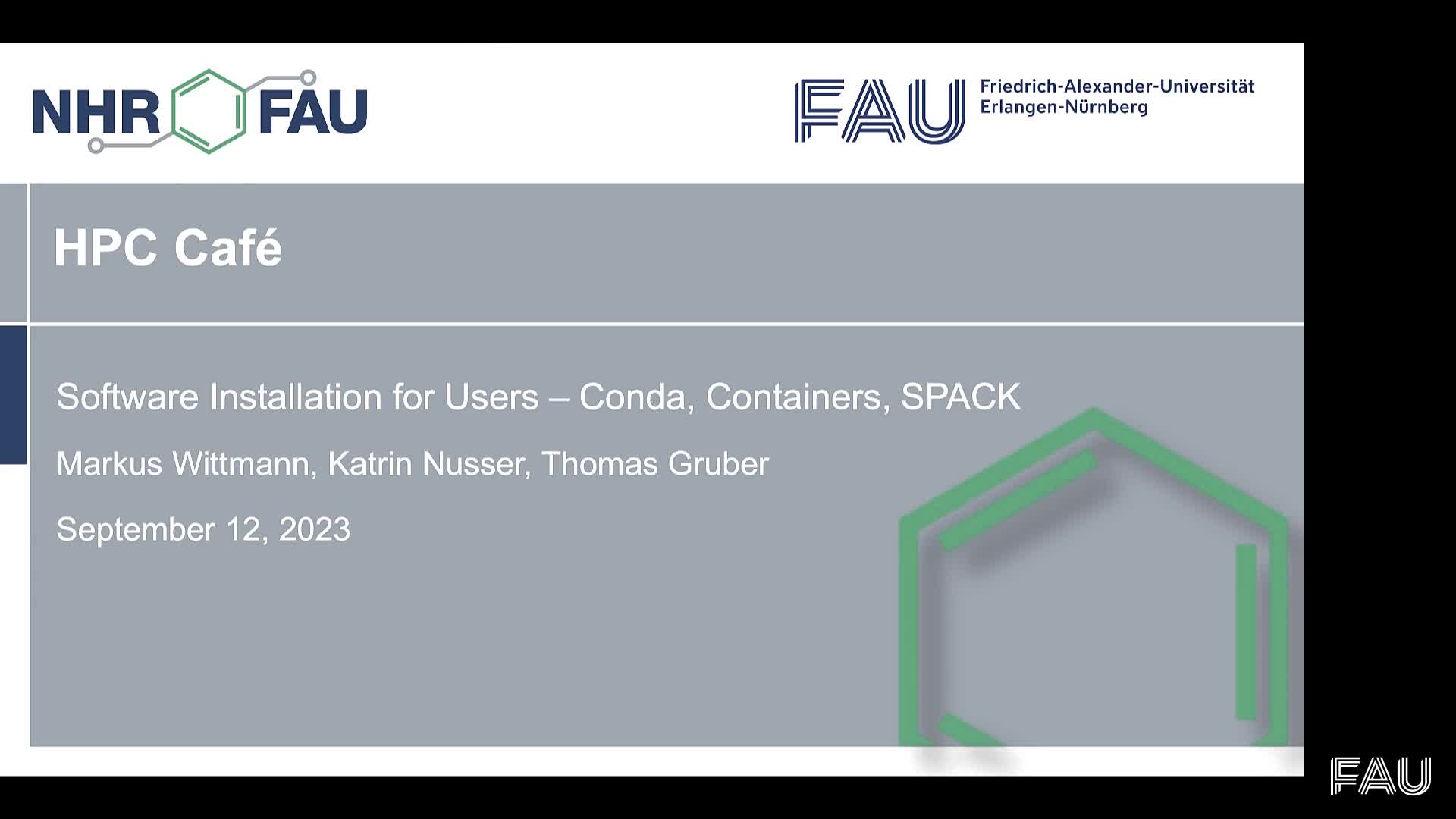 HPC Cafe on September 12: Software installation for users - Containers, Conda, SPACK preview image