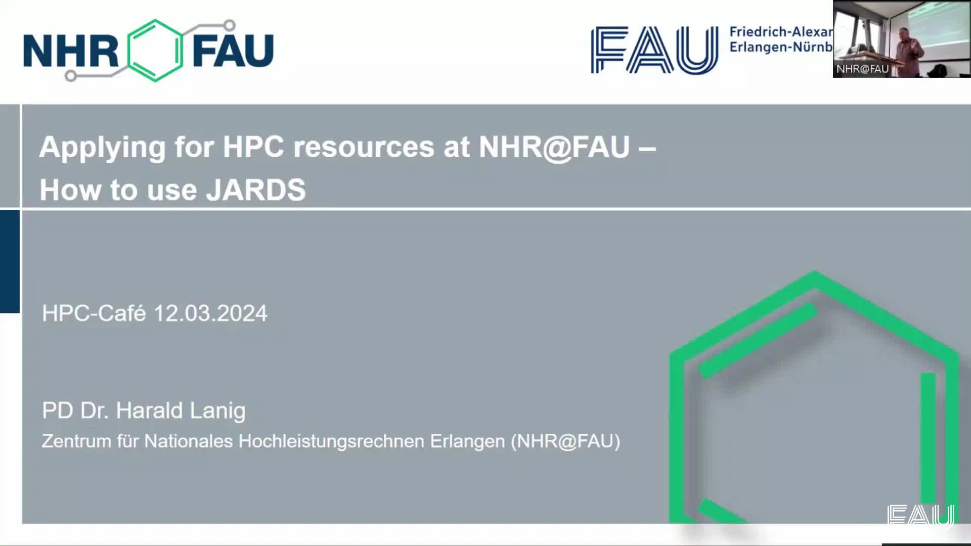 HPC Cafe on March 12, 2024: NHR Project Applications and the JARDS system preview image