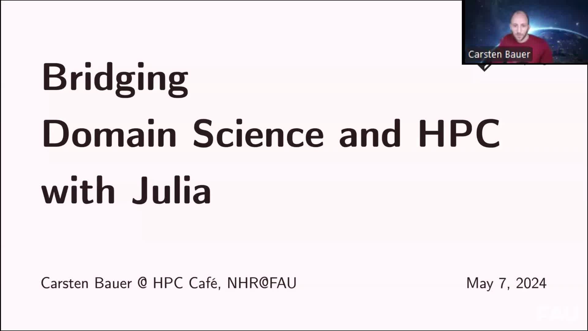 HPC Cafe on May 07, 2024: Bridging Domain Science and HPC with Julia preview image