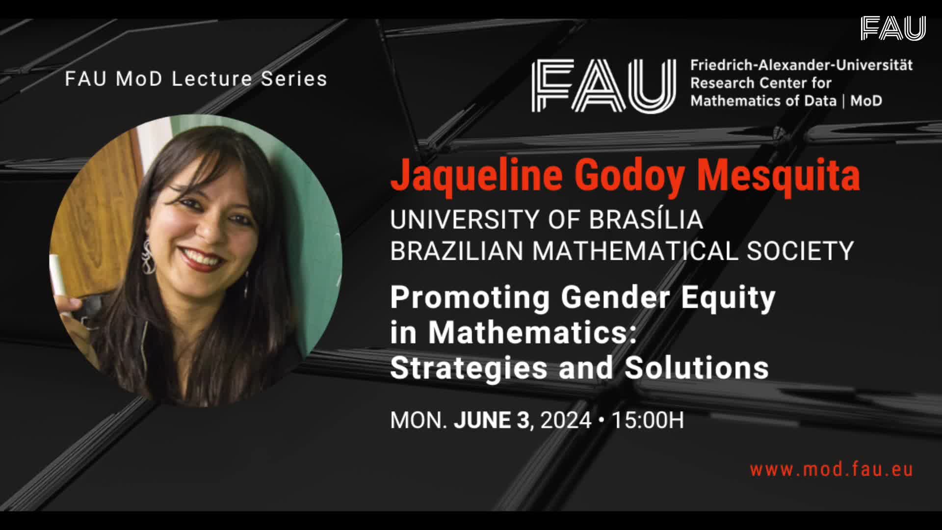 FAU MoD Lecture: Promoting Gender Equity in Mathematics: Strategies and Solutions preview image