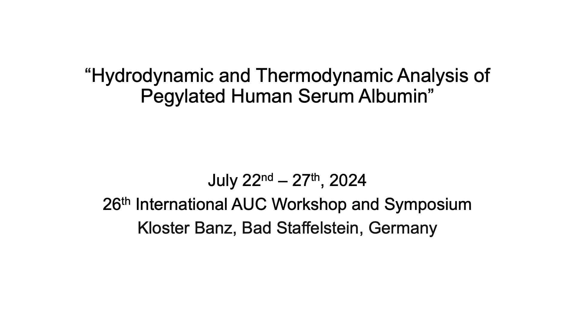 Hydrodynamic and thermodynamic analysis of PEGylated human serum albumin preview image