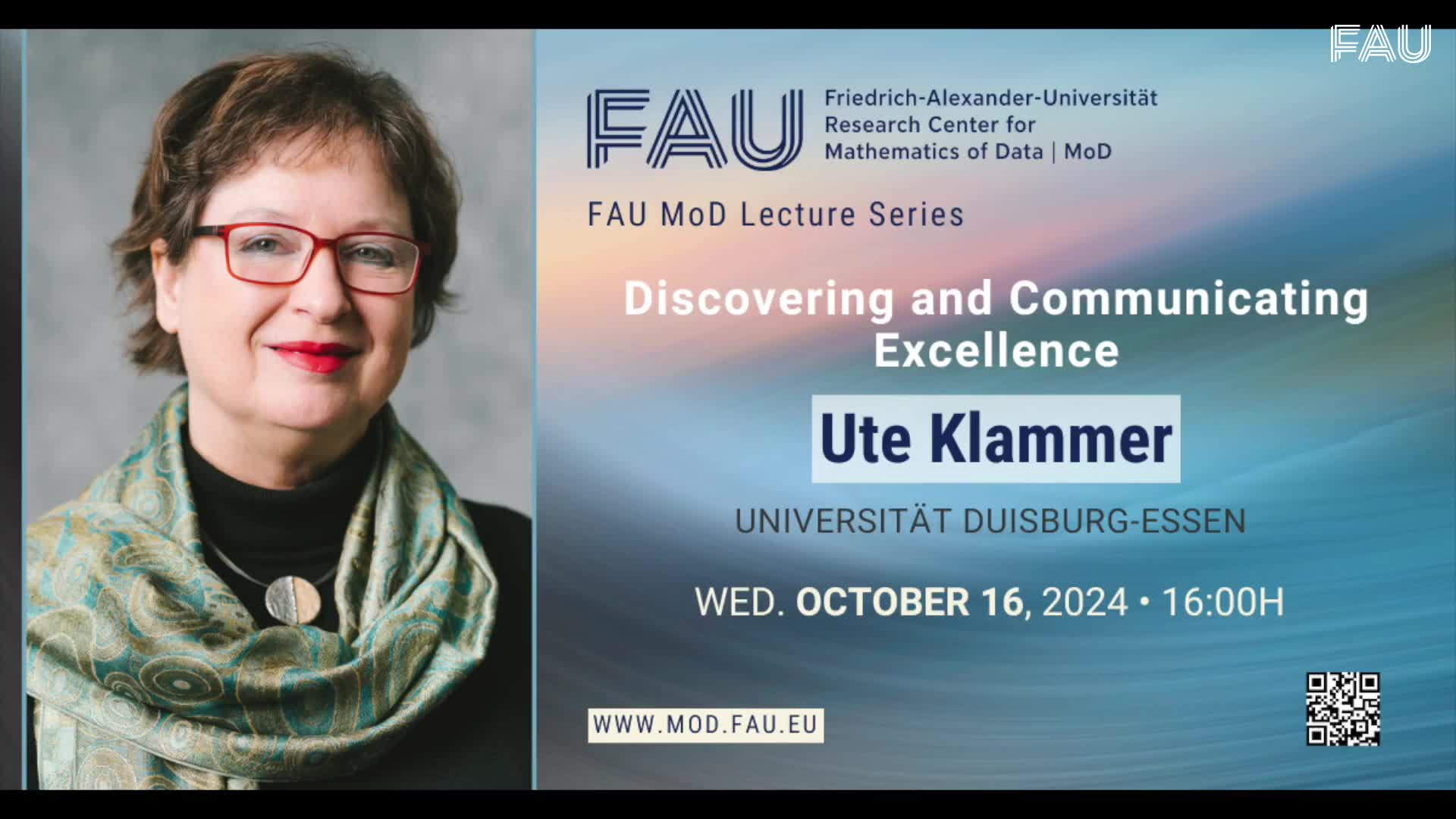 FAU MoD Lecture: Discovering and Communicating Excellence preview image