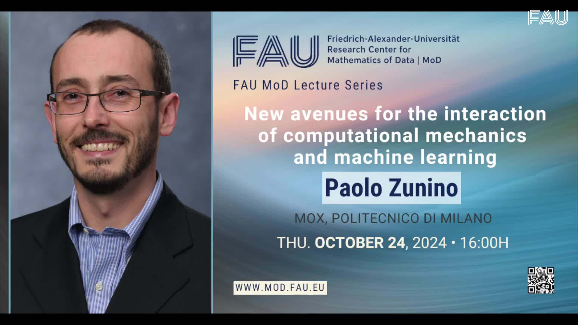 FAU MoD Lecture: New avenues for the interaction of computational mechanics and machine learning preview image