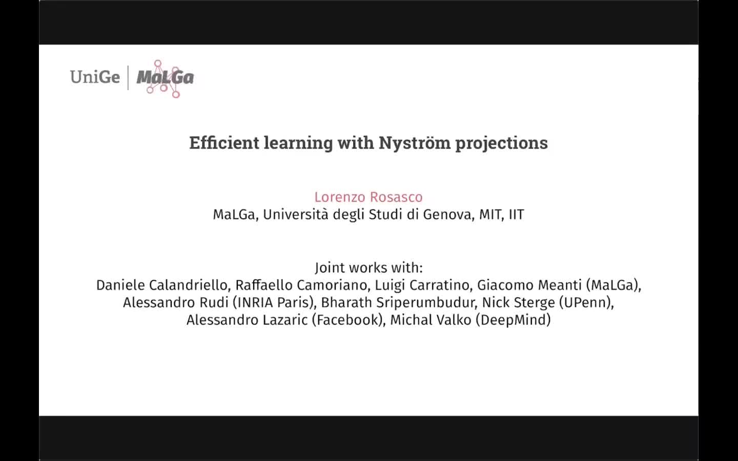 Lorenzo Rosasco: Efficient learning with random projections preview image