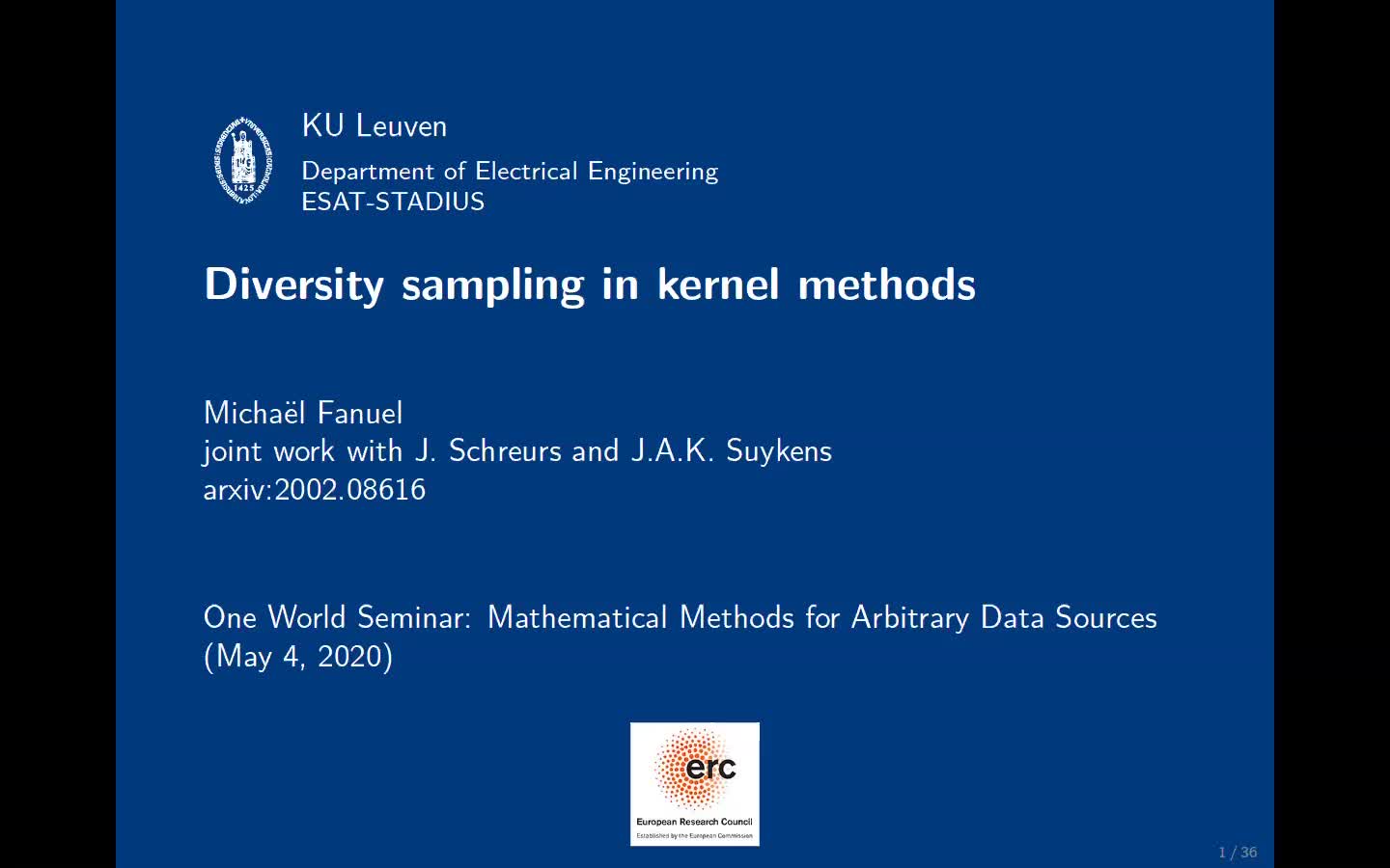Michaël Fanuel: Diversity sampling in kernel method preview image