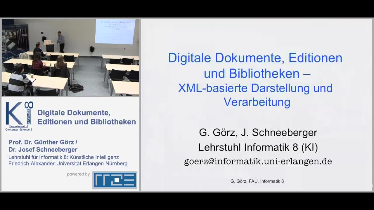 Digitale Dokumente, Editionen und Bibliotheken - XML-basierte Darstellung und Verarbeitung digitaler Dokumente preview image