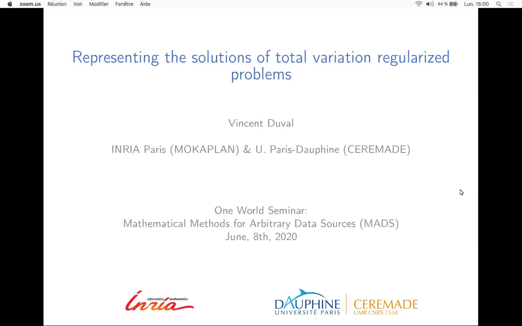 Vincent Duval: Representing the solutions of total variation regularized problems preview image