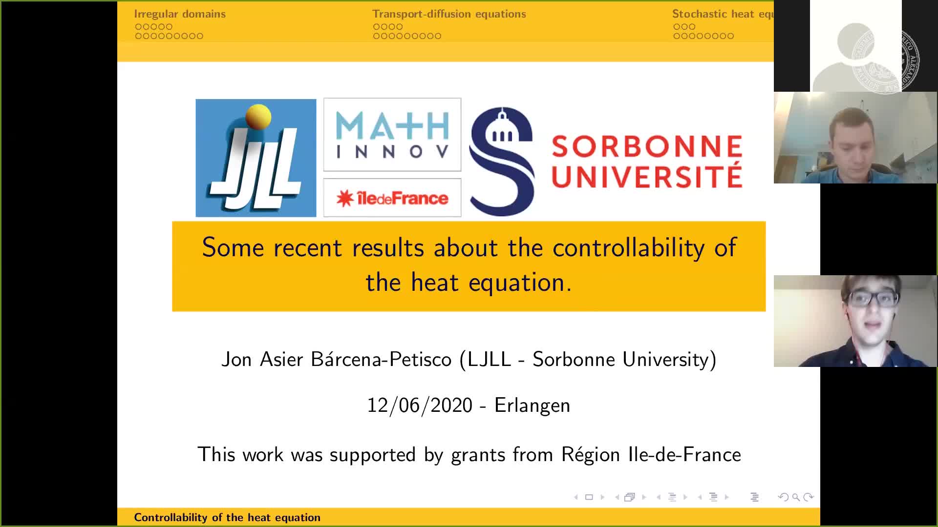 Some recent results about the controllability of the heat equation (Jon Asier Bárcena-Petisco, LJLL- Sorbonne Université) preview image