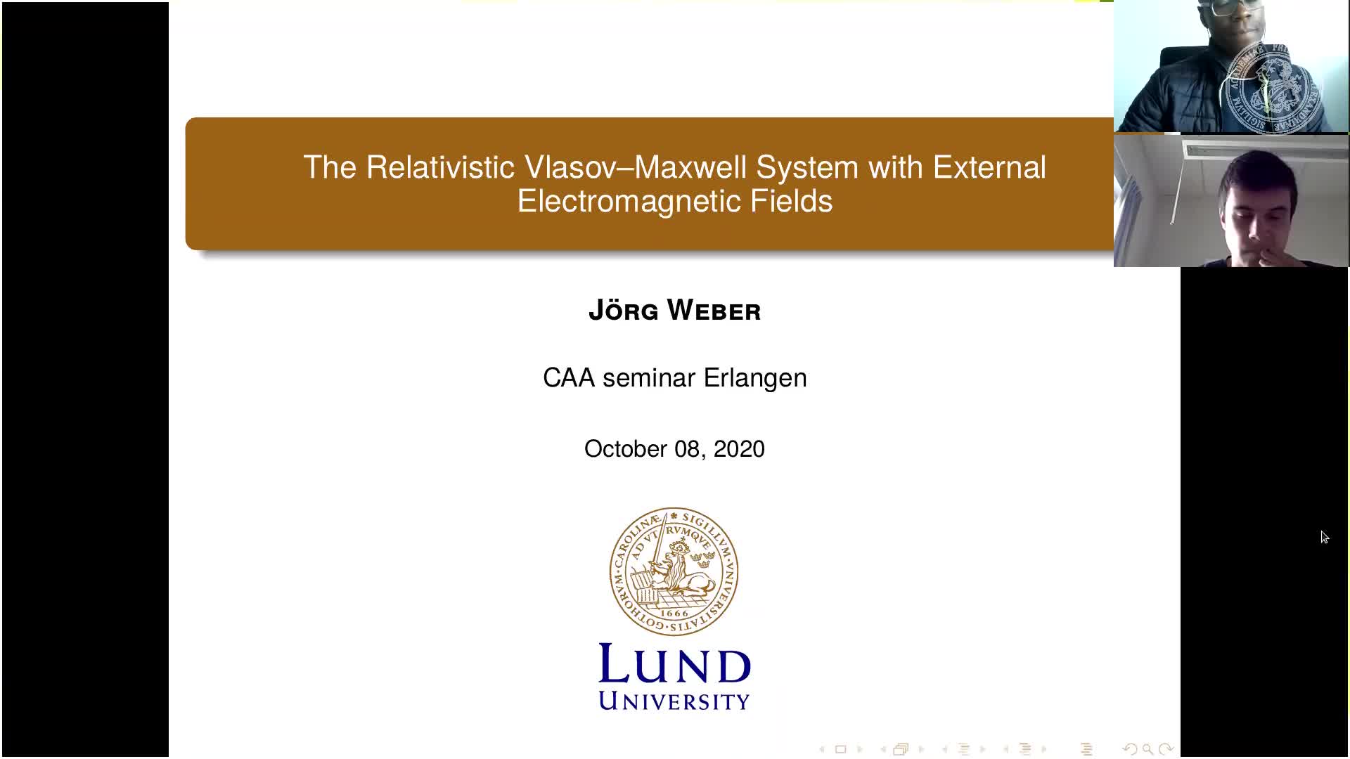 The Relativistic Vlasov–Maxwell System with External Electromagnetic Fields (Joerg Weber, Lund University) preview image
