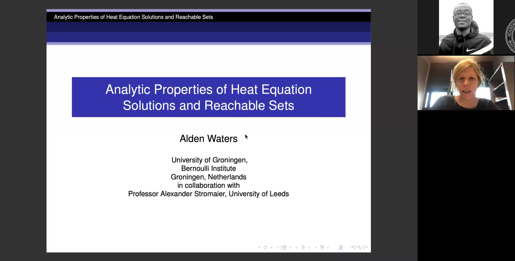 Analytic Properties of Heat Equation Solutions and Reachable Sets (Alden Waters, University of Groningen) preview image