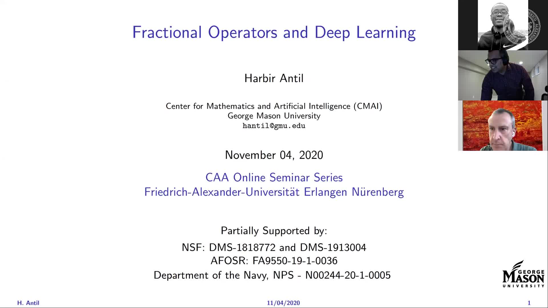 Deep Learning and Optimal Control with Fractional Operators (Harbir Antil, George Mason University) preview image