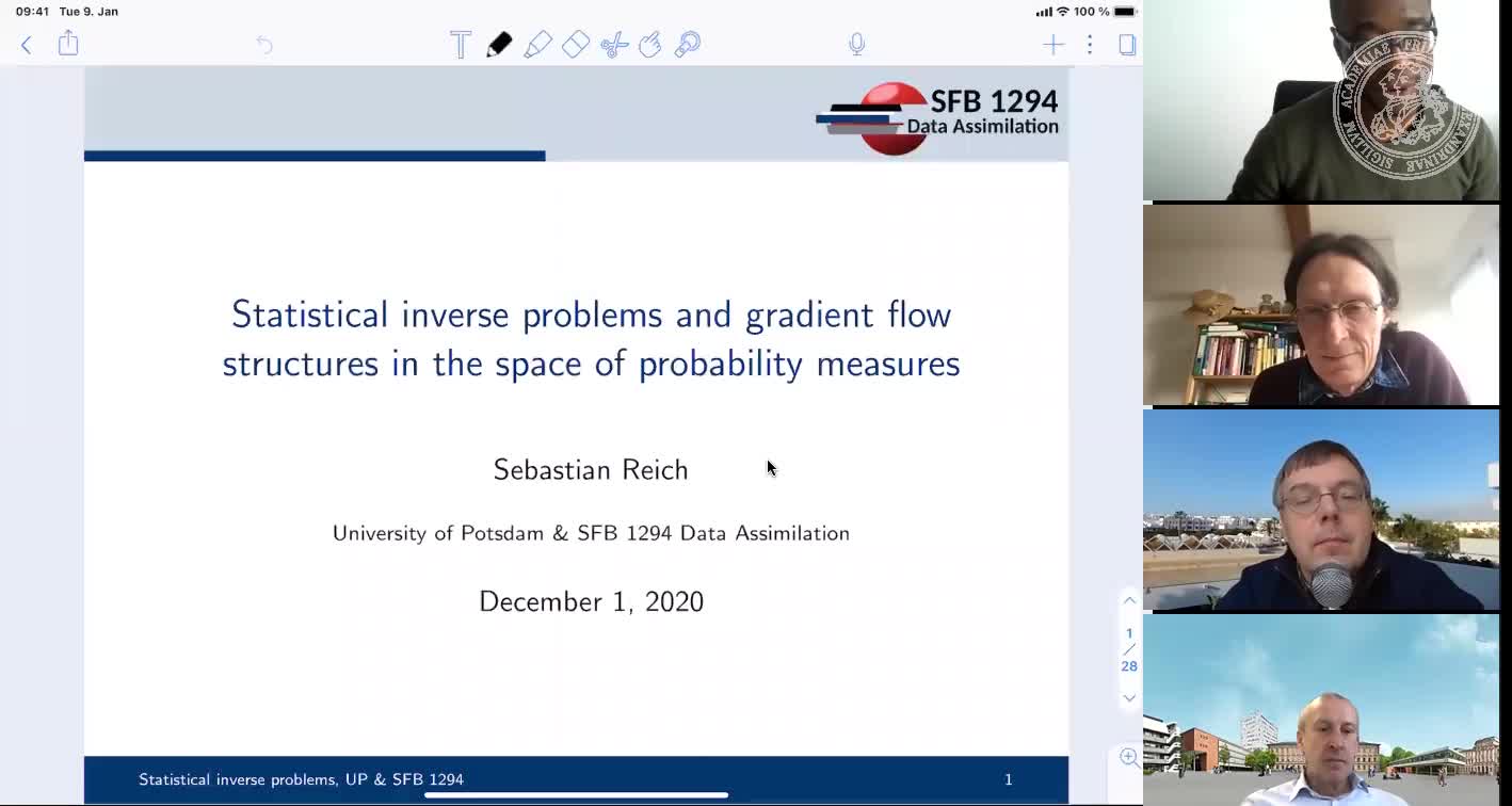 Statistical inverse problems and gradient flow structures in the space of probability measures (Sebastian Reich, Univesität Potsdam) preview image