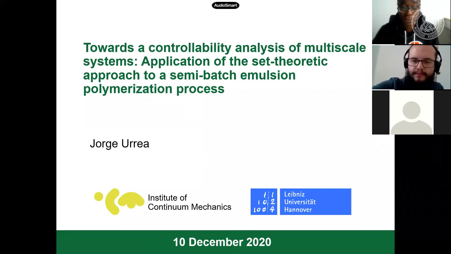 Towards a controllability analysis of multiscale systems: Application of the set-theoretic approach to a semi-batch emulsion polymerization process (Jorge Urrea, Leibniz University Hannover and Universidad de Antioquia) preview image