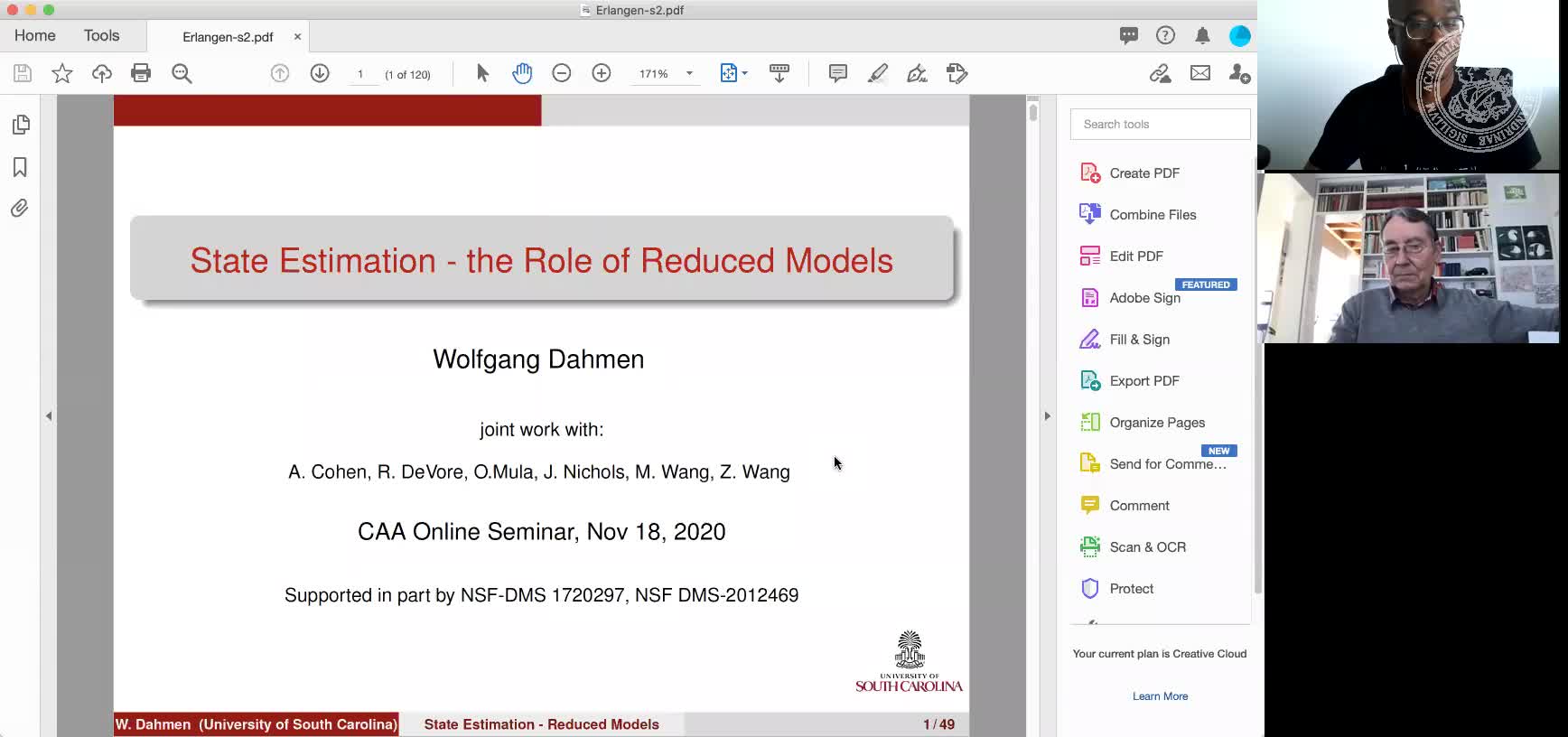 State Estimation – the Role of Reduced Models (Wolfgang Dahmen, University of South Carolina) preview image