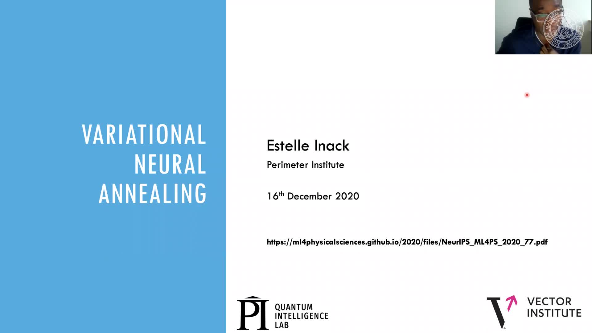 Variational neural annealing (Estelle Inack Affiliation, Perimeter Institute for Theoretical Physics) preview image